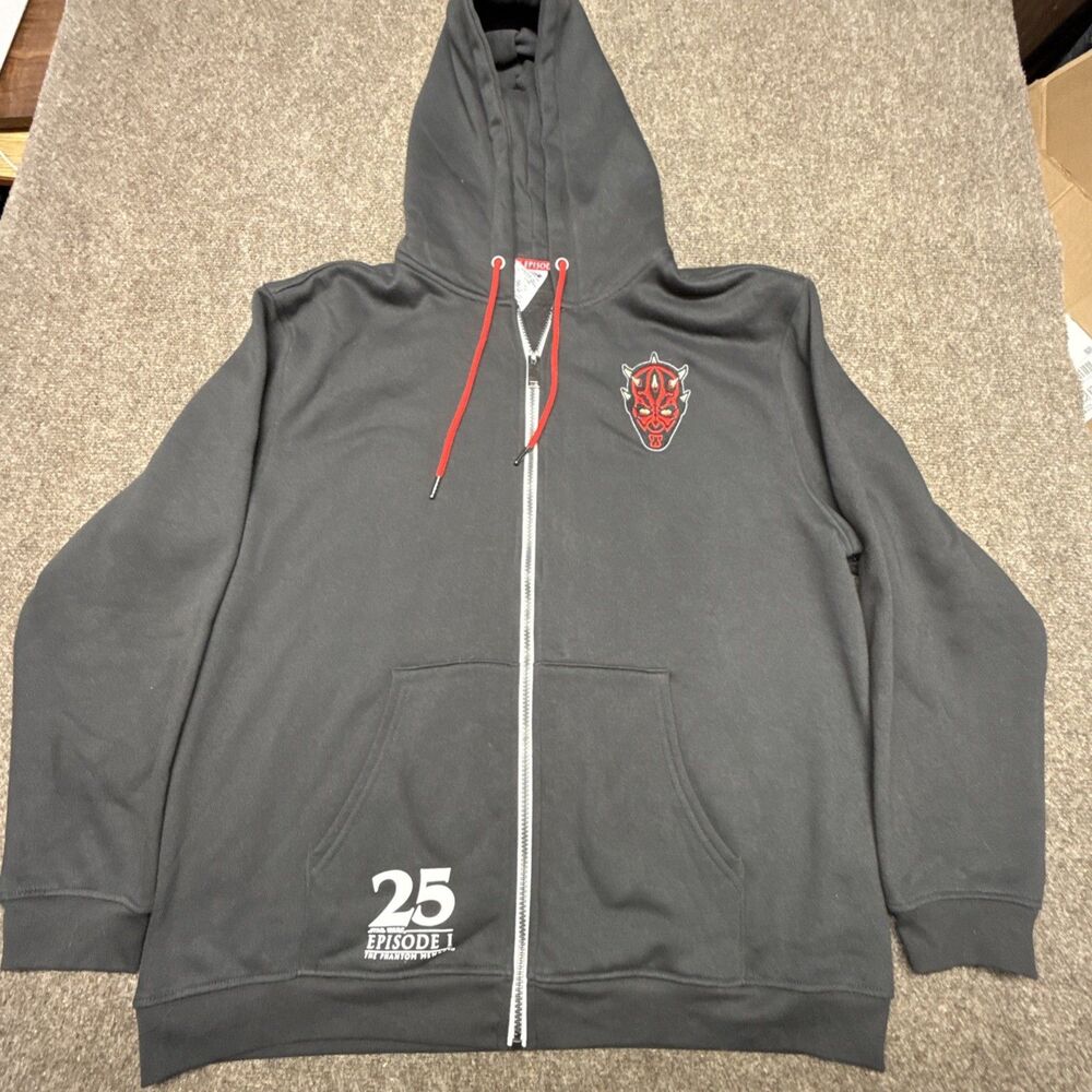 NWOT Star Wars Episode I 25th Anniversary Darth Maul Zip Hoodie Black Mens Large